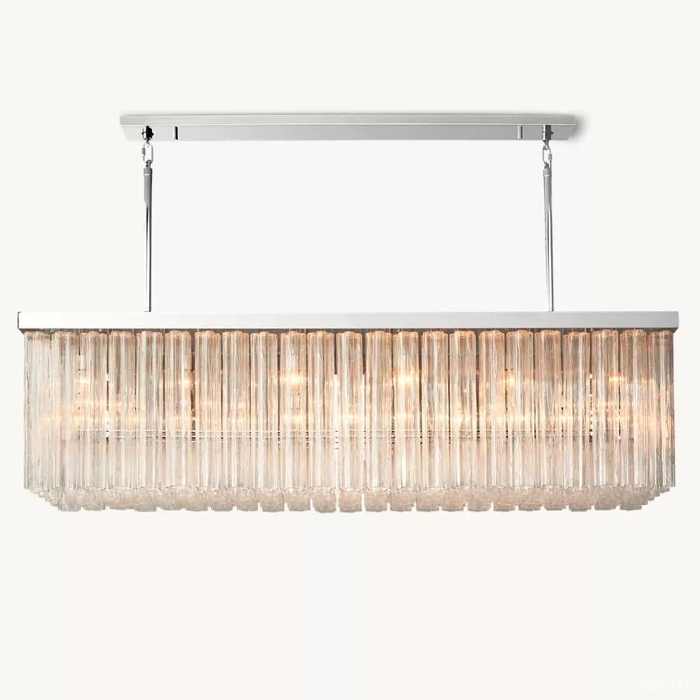 Cielo Lustred Glass Rectangle Chandelier 73"