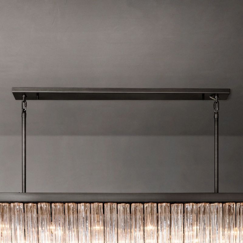 Cielo Lustred Glass Rectangle Chandelier 73"