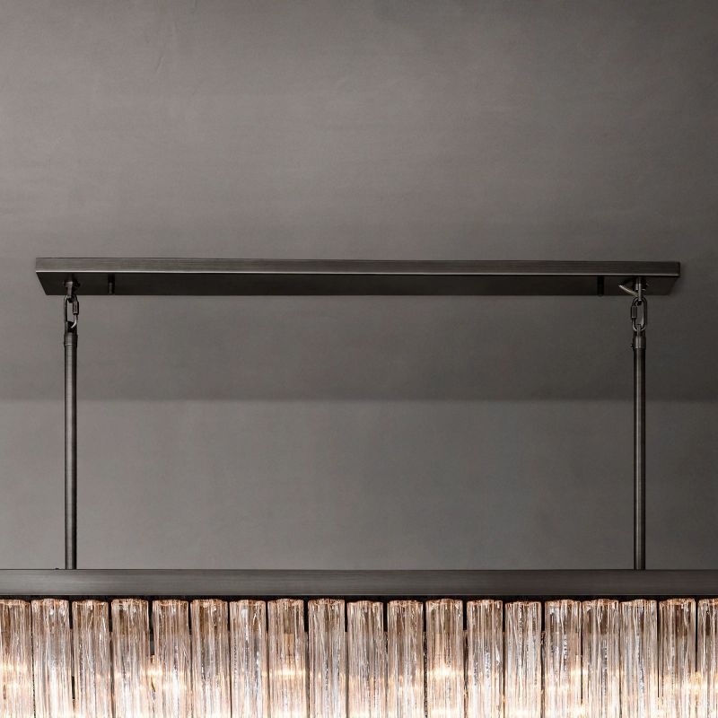 Cielo Lustred Glass Rectangle Chandelier 73"