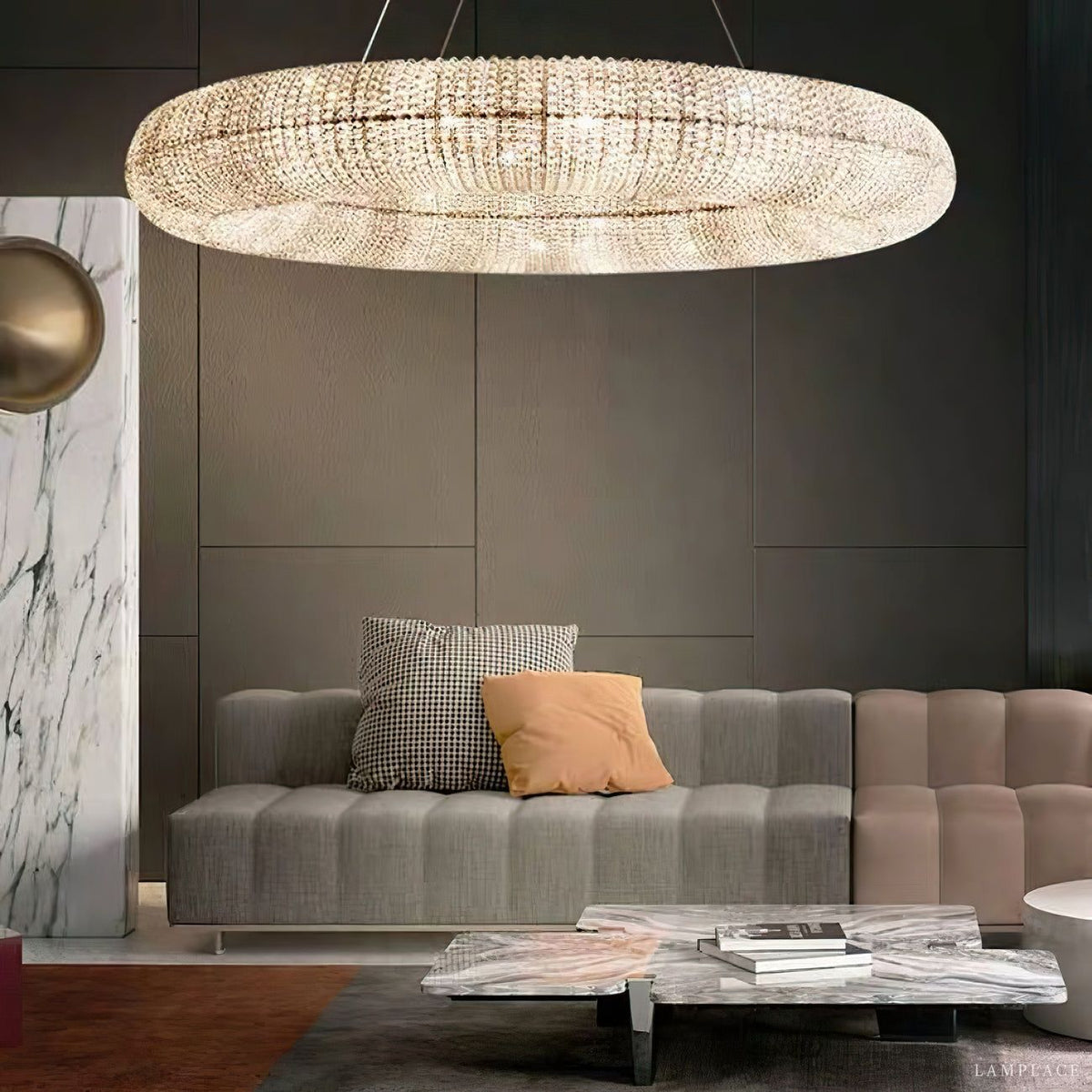 Halo Stranded Crystal Round Chandelier 72"
