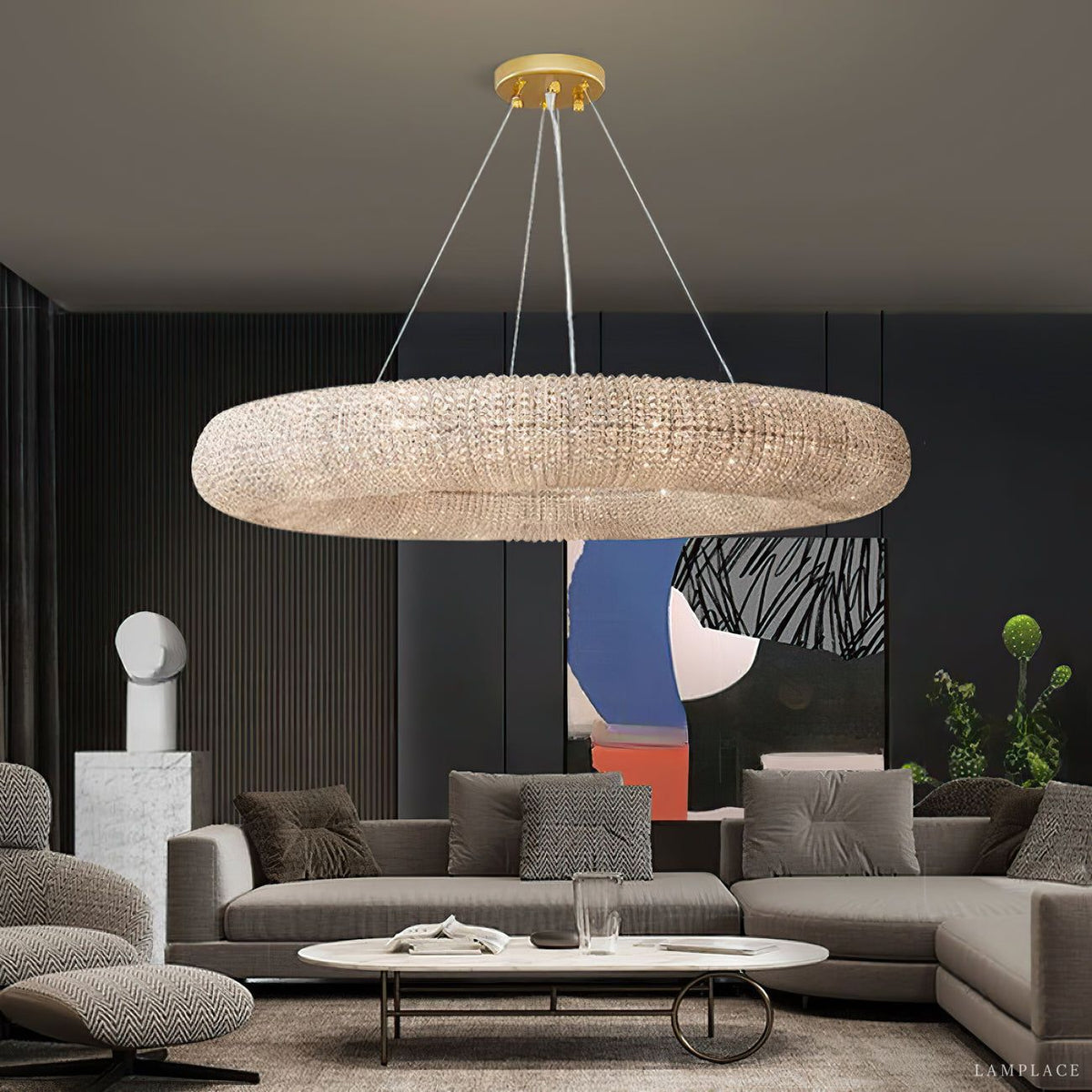 Halo Stranded Crystal Round Chandelier 72"