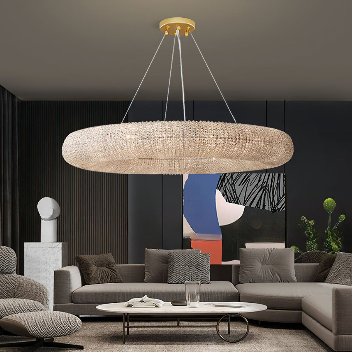 Halo Stranded Crystal Round Chandelier 32"