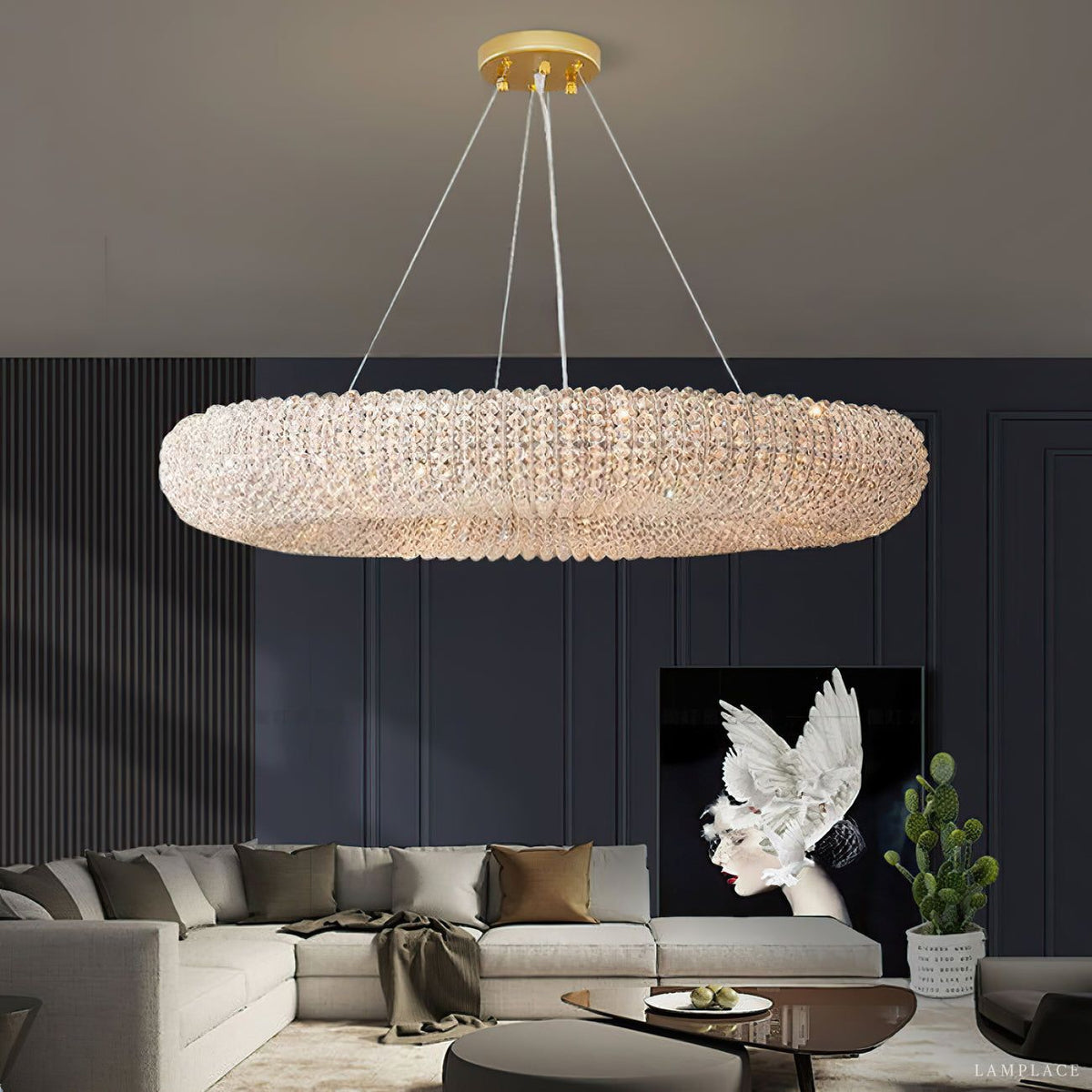 Halo Stranded Crystal Round Chandelier 72"