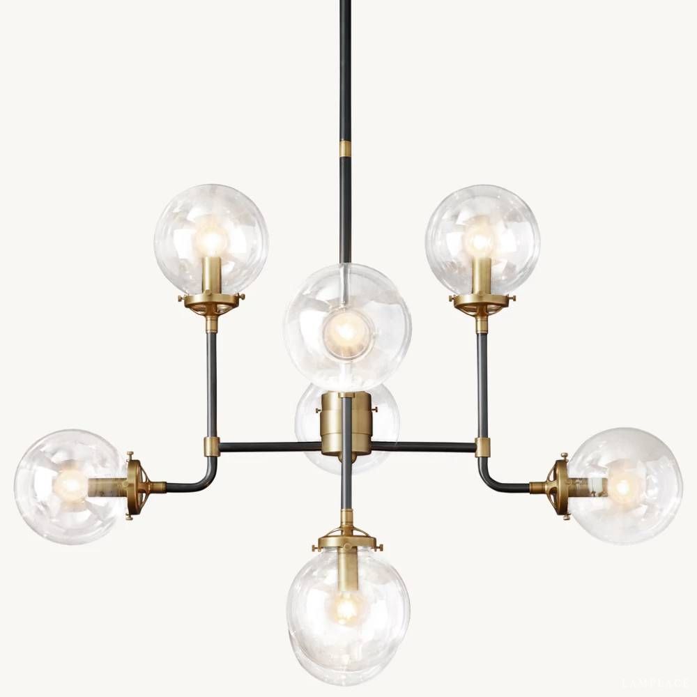 Bistro Transit Globe Glass Chandelier 34"