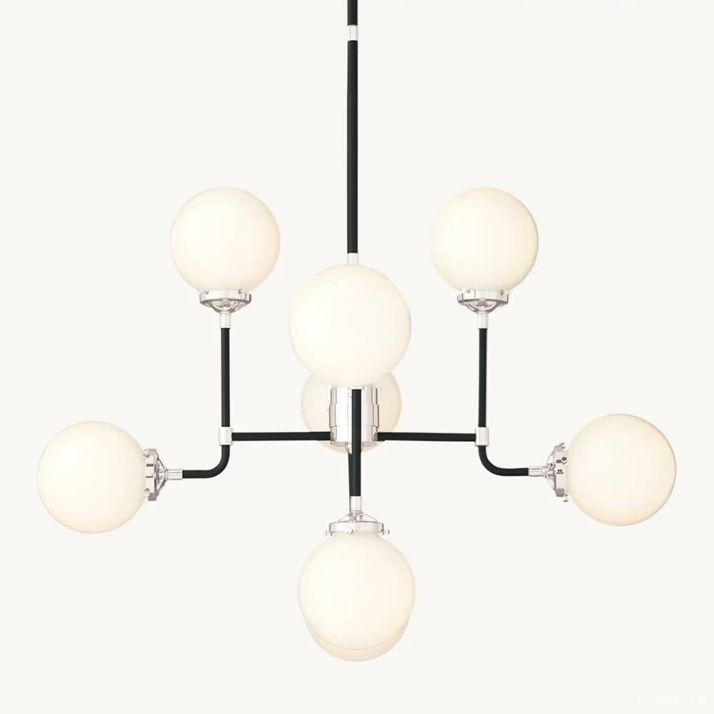 Bistro Transit Globe Glass Chandelier 34"