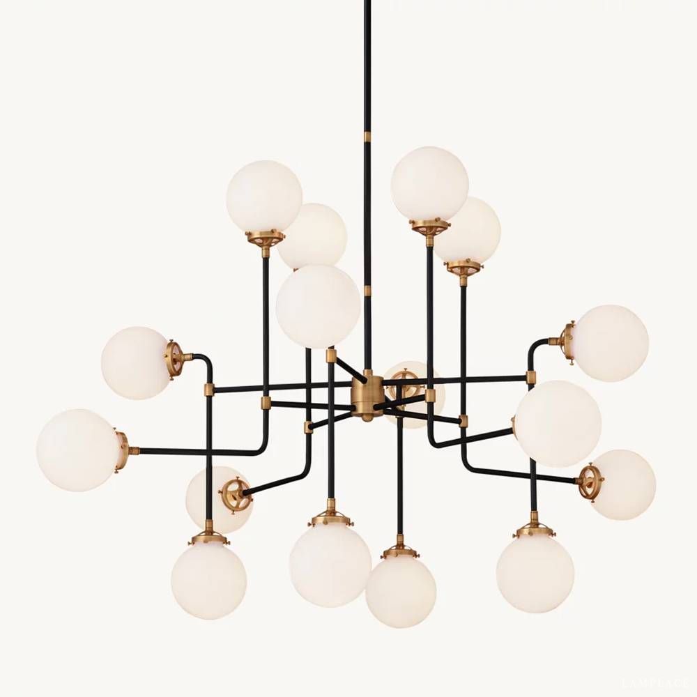 Bistro Transit Globe Glass Chandelier 56"