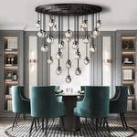 Pearl Carved Inciso Round Chandelier 22"