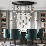 Pearl Carved Inciso Round Chandelier 38"