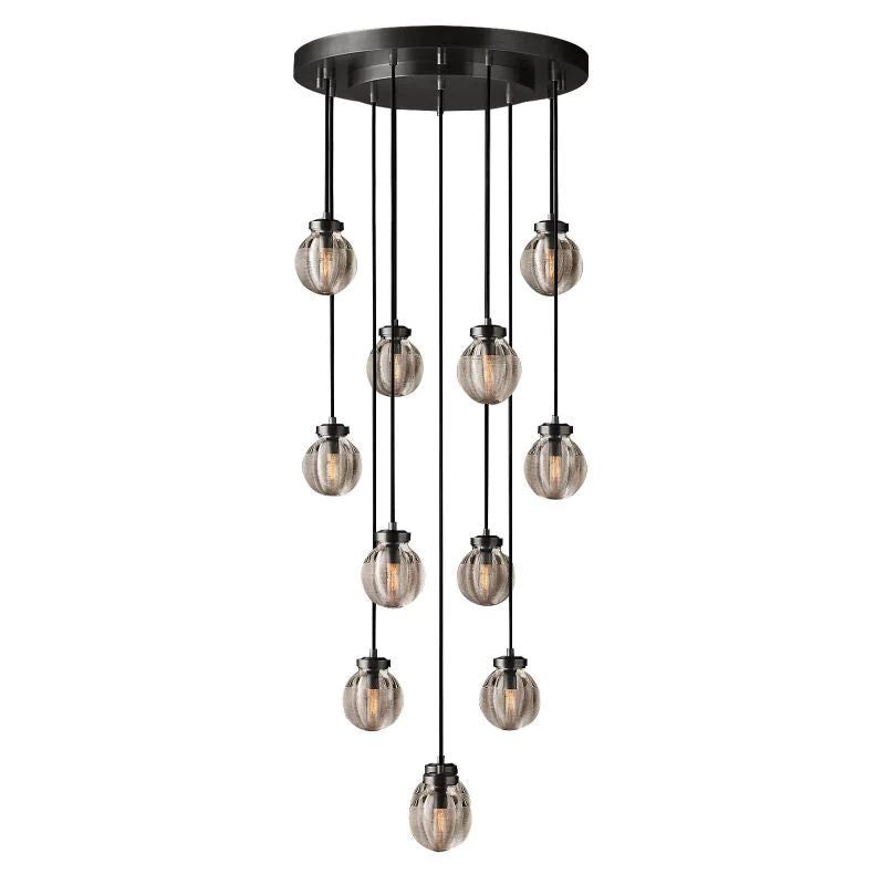 Pearl Carved Inciso Round Chandelier 38"