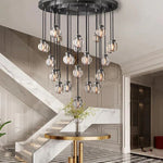 Pearl Carved Inciso Round Chandelier 22"