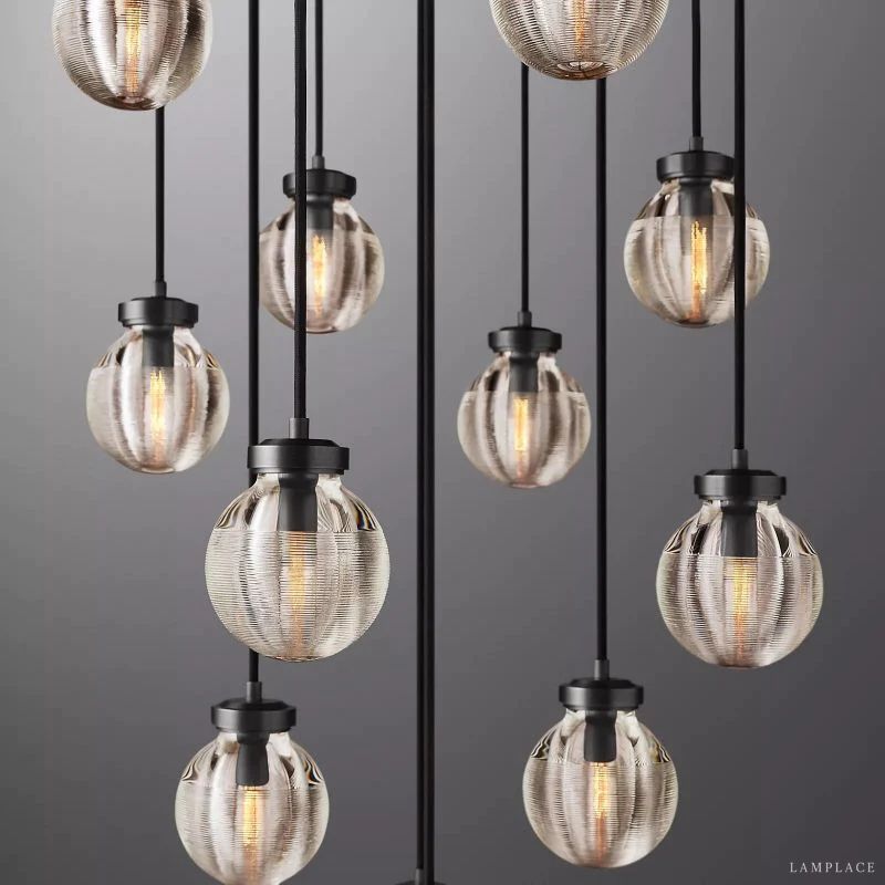 Pearl Carved Inciso Round Chandelier 38"