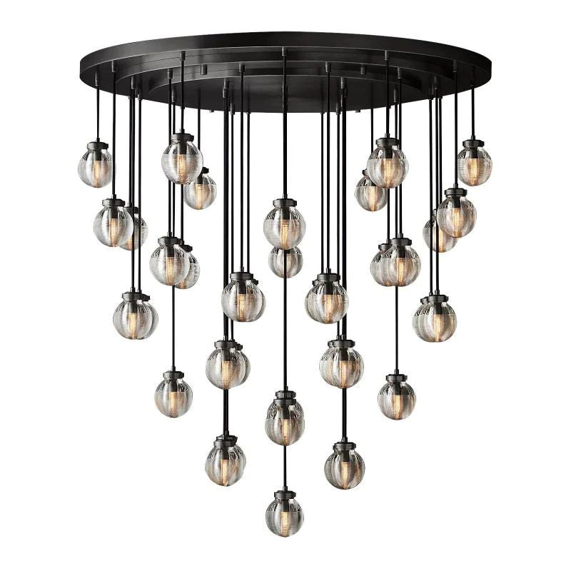 Pearl Carved Inciso Round Chandelier 48"