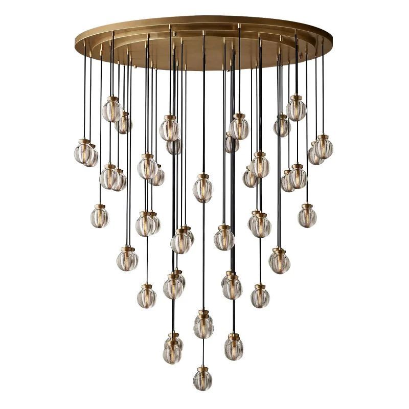 Pearl Carved Inciso Round Chandelier 60"