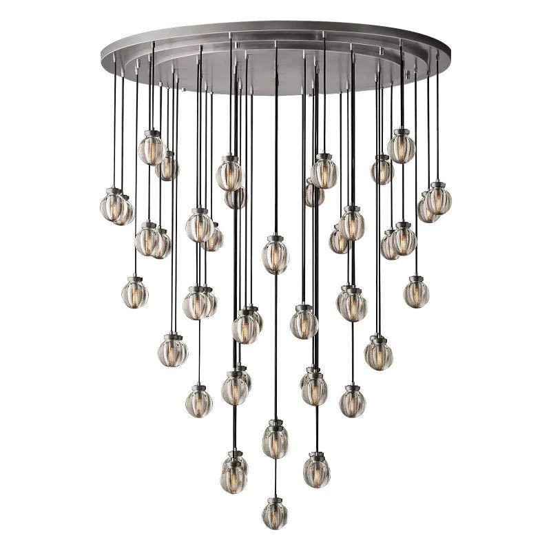 Pearl Carved Inciso Round Chandelier 60"