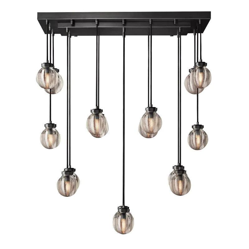 Pearl Carved Inciso Rectangle Chandelier 36"
