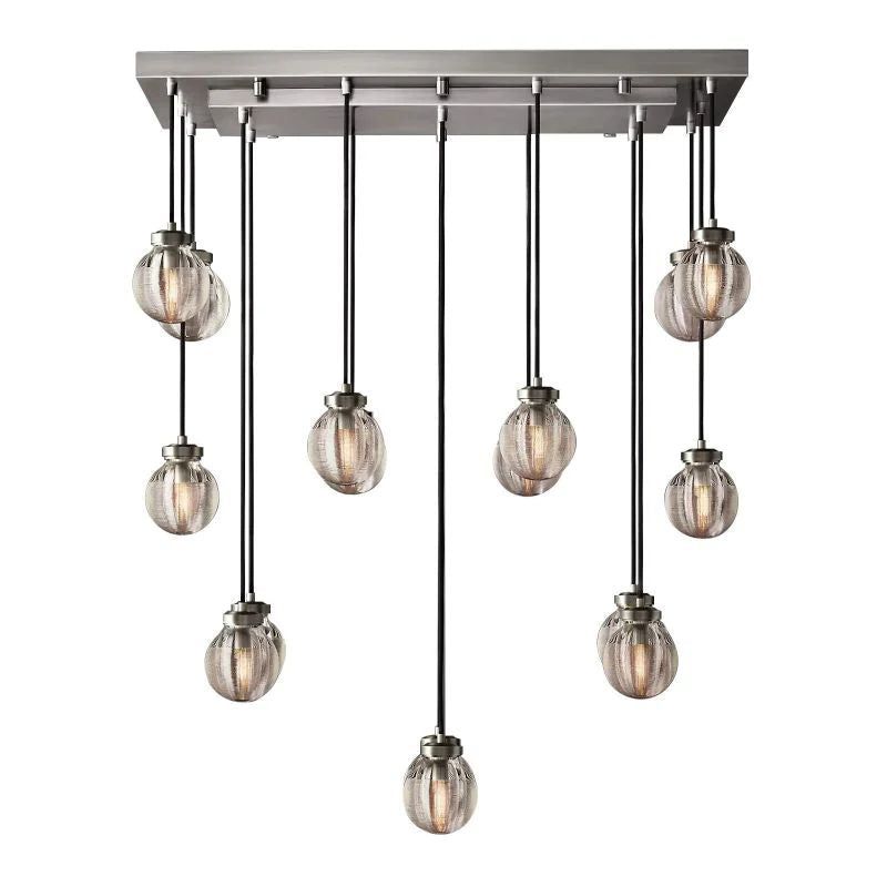 Pearl Carved Inciso Rectangle Chandelier 36"