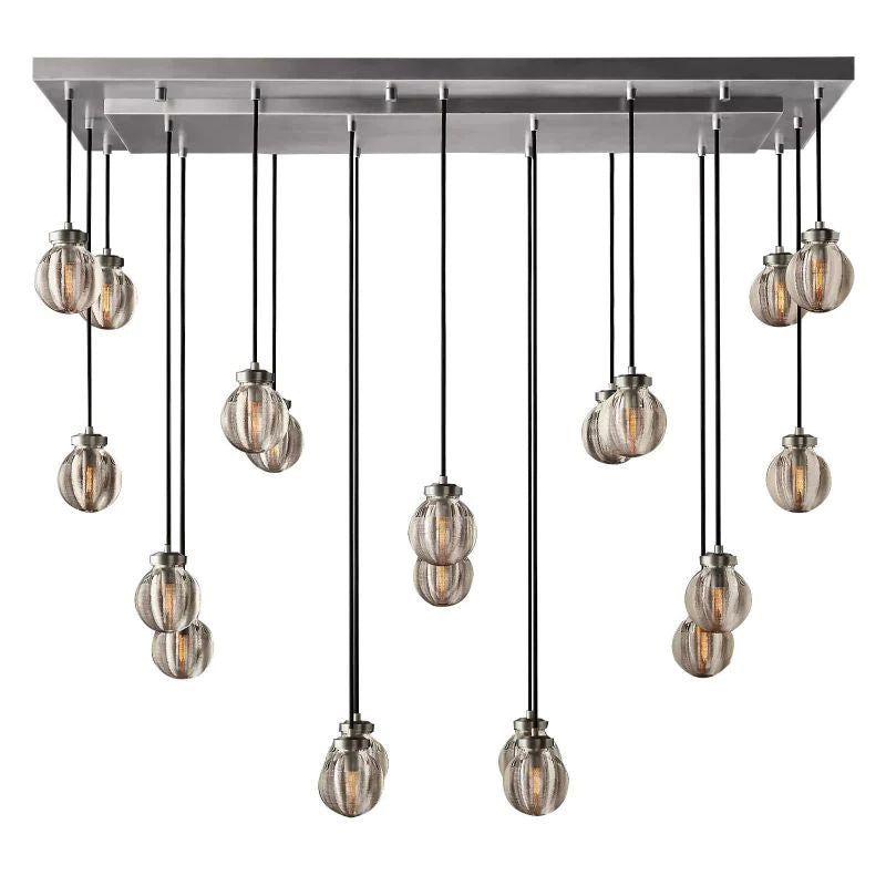 Pearl Carved Inciso Rectangle Chandelier 54"