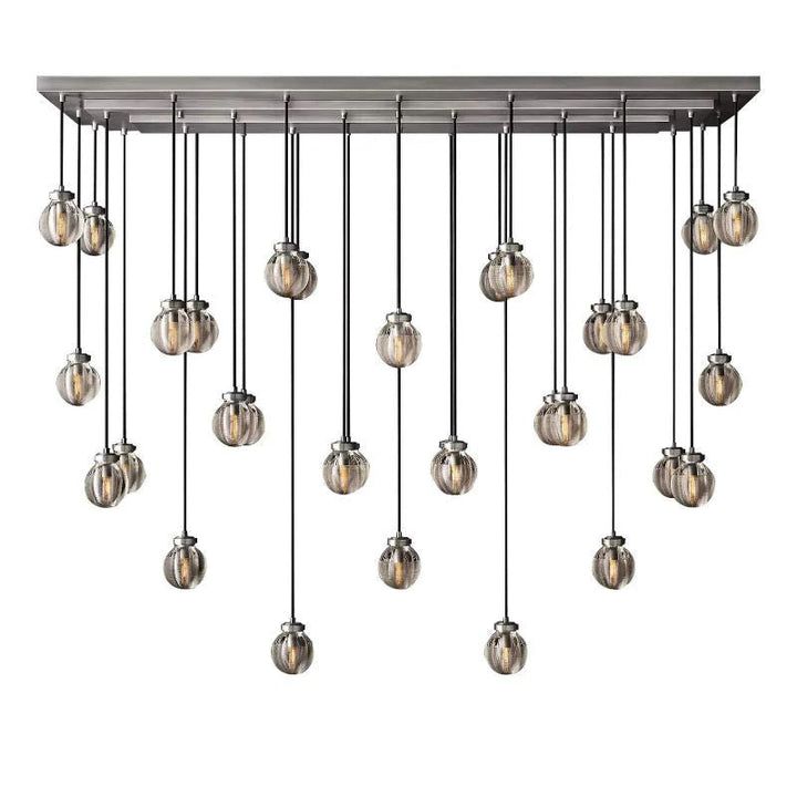 Pearl Carved Inciso Rectangle Chandelier 72"