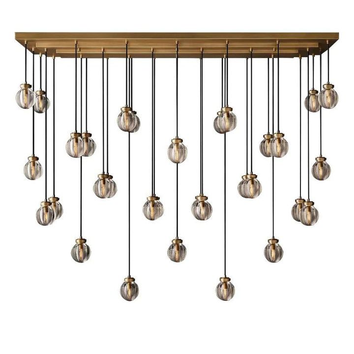 Pearl Carved Inciso Rectangle Chandelier 72"