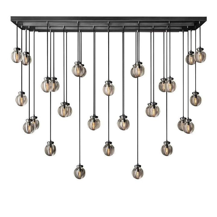 Pearl Carved Inciso Rectangle Chandelier 72"