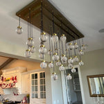 Pearl Carved Inciso Rectangle Chandelier 54"