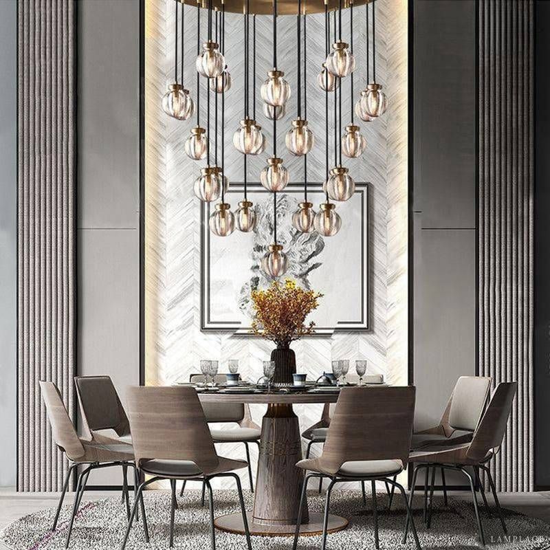 Pearl Carved Inciso Round Chandelier 22"