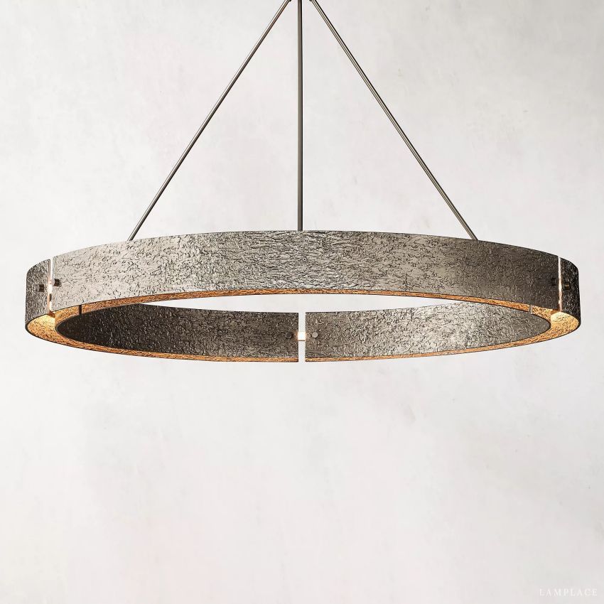 Vouvray Etched Metal Round Chandelier 60"
