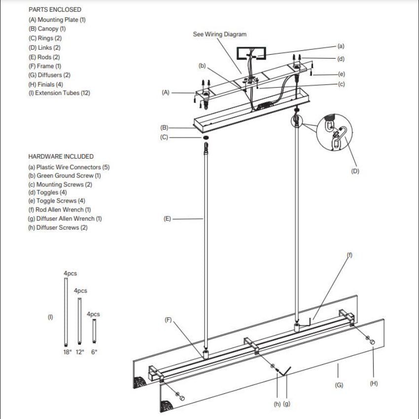 Vouvray Etched Metal Linear Chandelier 54"