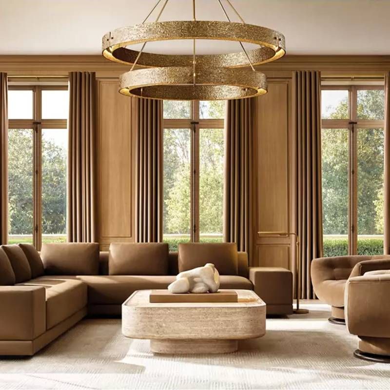 Vouvray Etched Metal Round Chandelier 60"
