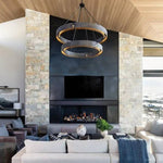 Vouvray Etched Metal Two-Tier Round Chandelier 72"