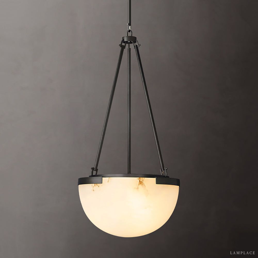 Halver Alabaster Dome Pendant Light