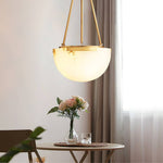 Halver Alabaster Dome Pendant Light