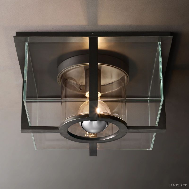 Petrus Structured Glass Square Flush Mount
