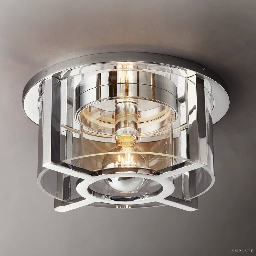 Petrus Structured Glass Round Flush Mount