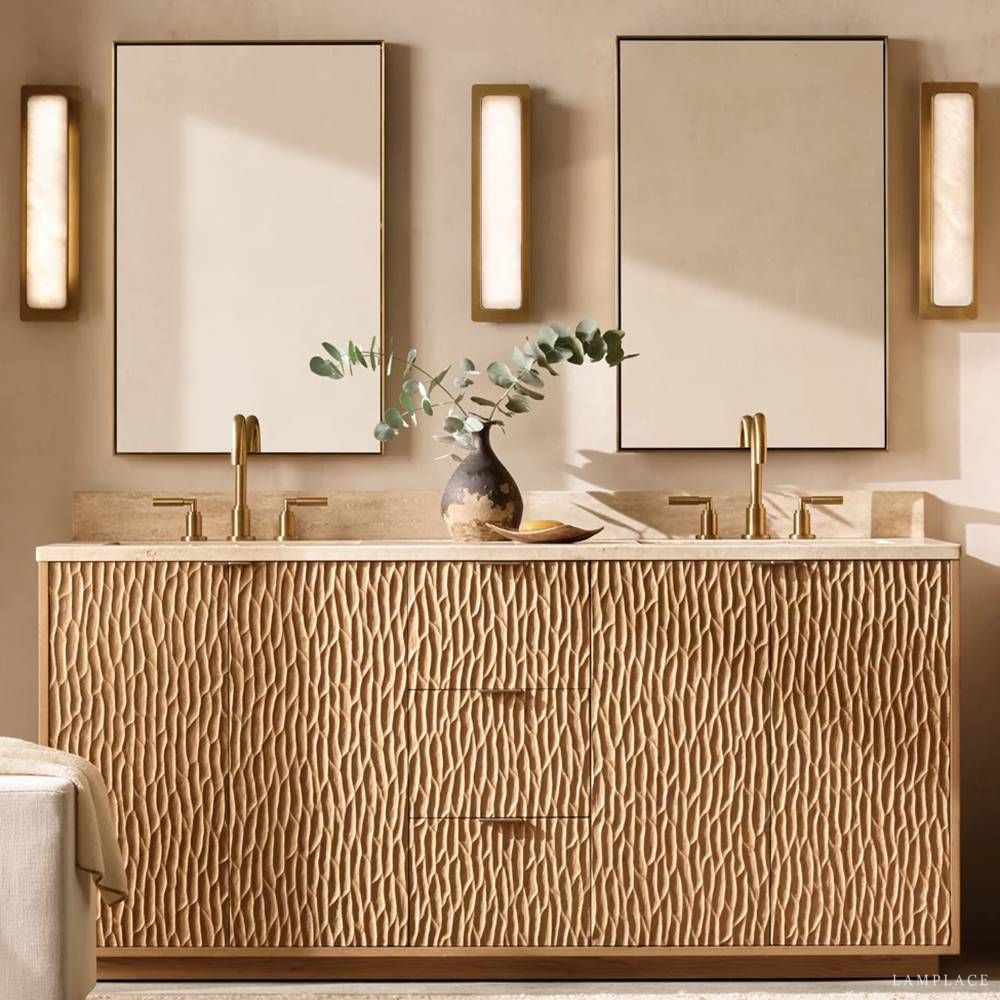 Halver Alabaster Panel Linear Wall Sconce