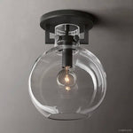 Machinist Glass Globe Flush Mount