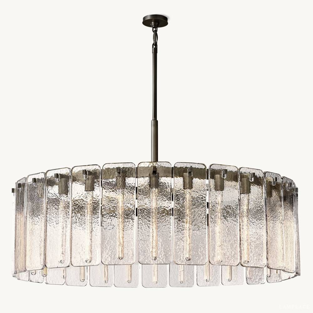 Calamette Striated Glass Round Chandelier 48"