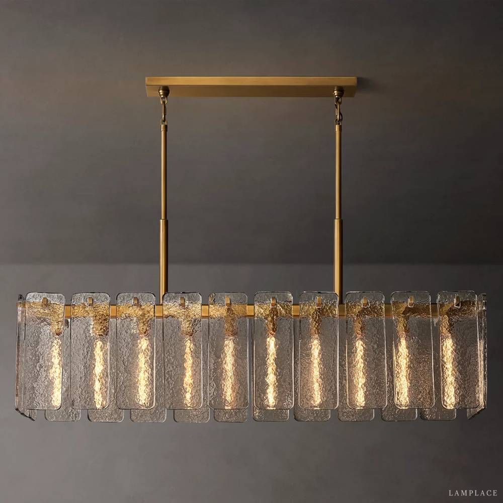 Calamette Striated Glass Rectangular Chandelier 60"