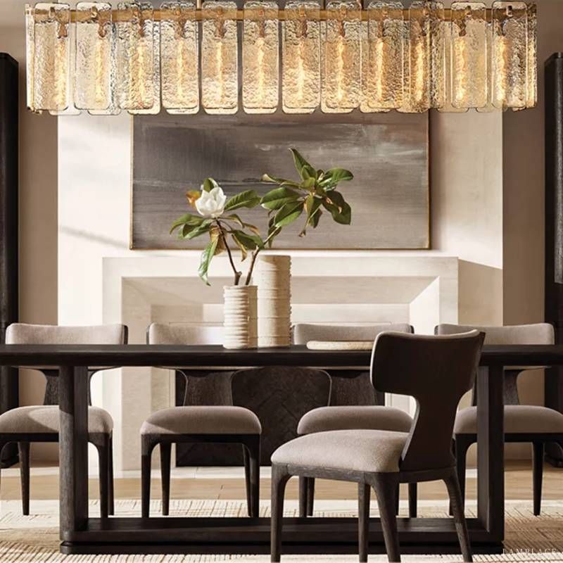 Calamette Striated Glass Rectangular Chandelier 60"