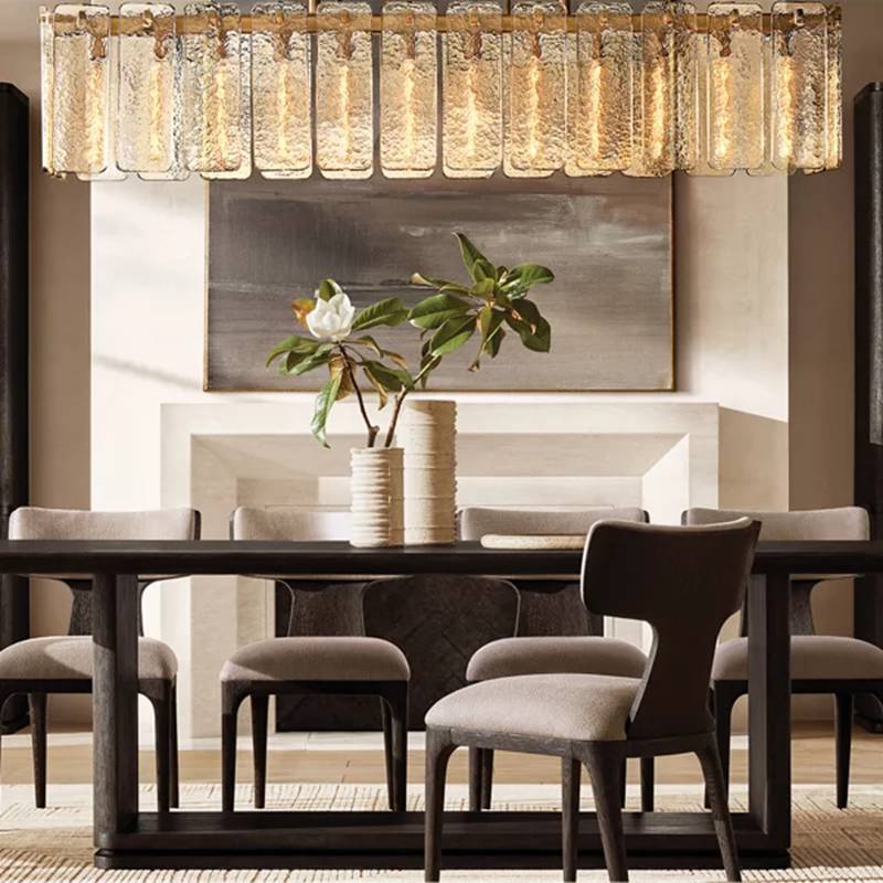 Calamette Striated Glass Rectangular Chandelier 72"