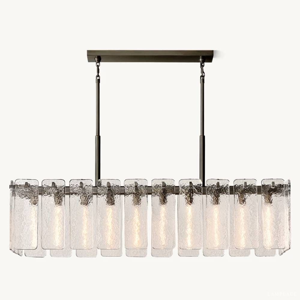 Calamette Striated Glass Rectangular Chandelier 60"