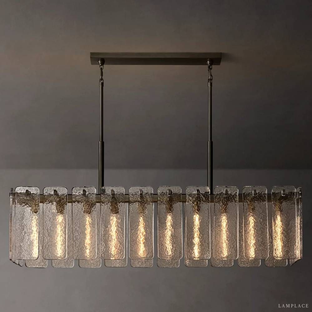 Calamette Striated Glass Rectangular Chandelier 60"
