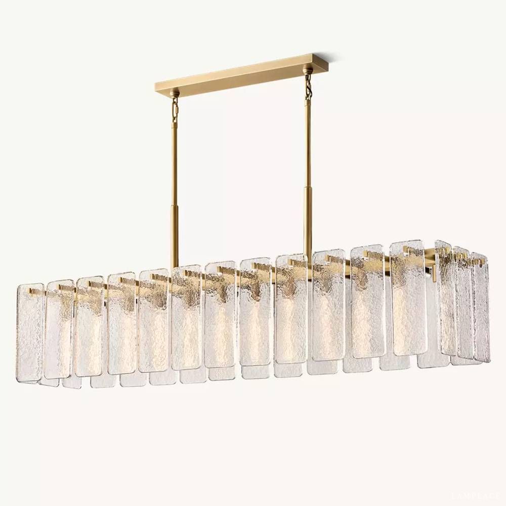 Calamette Striated Glass Rectangular Chandelier 72"