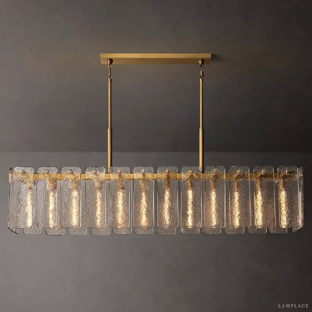 Calamette Striated Glass Rectangular Chandelier 72"