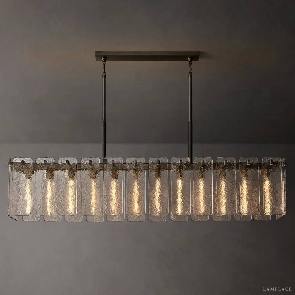 Calamette Striated Glass Rectangular Chandelier 72"