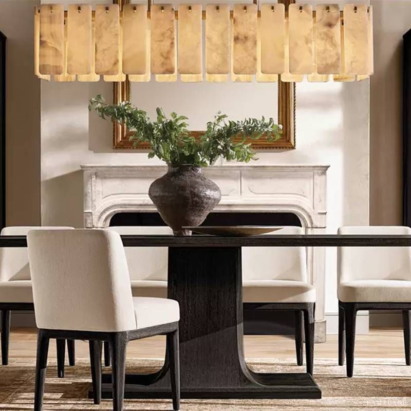 Calamette Striated Onyx Rectangular Chandelier 60"
