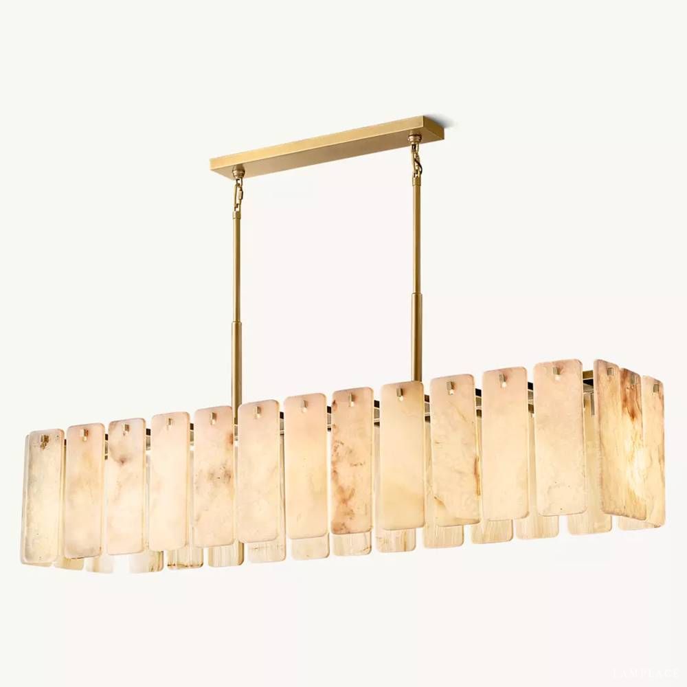 Calamette Striated Onyx Rectangular Chandelier 60"