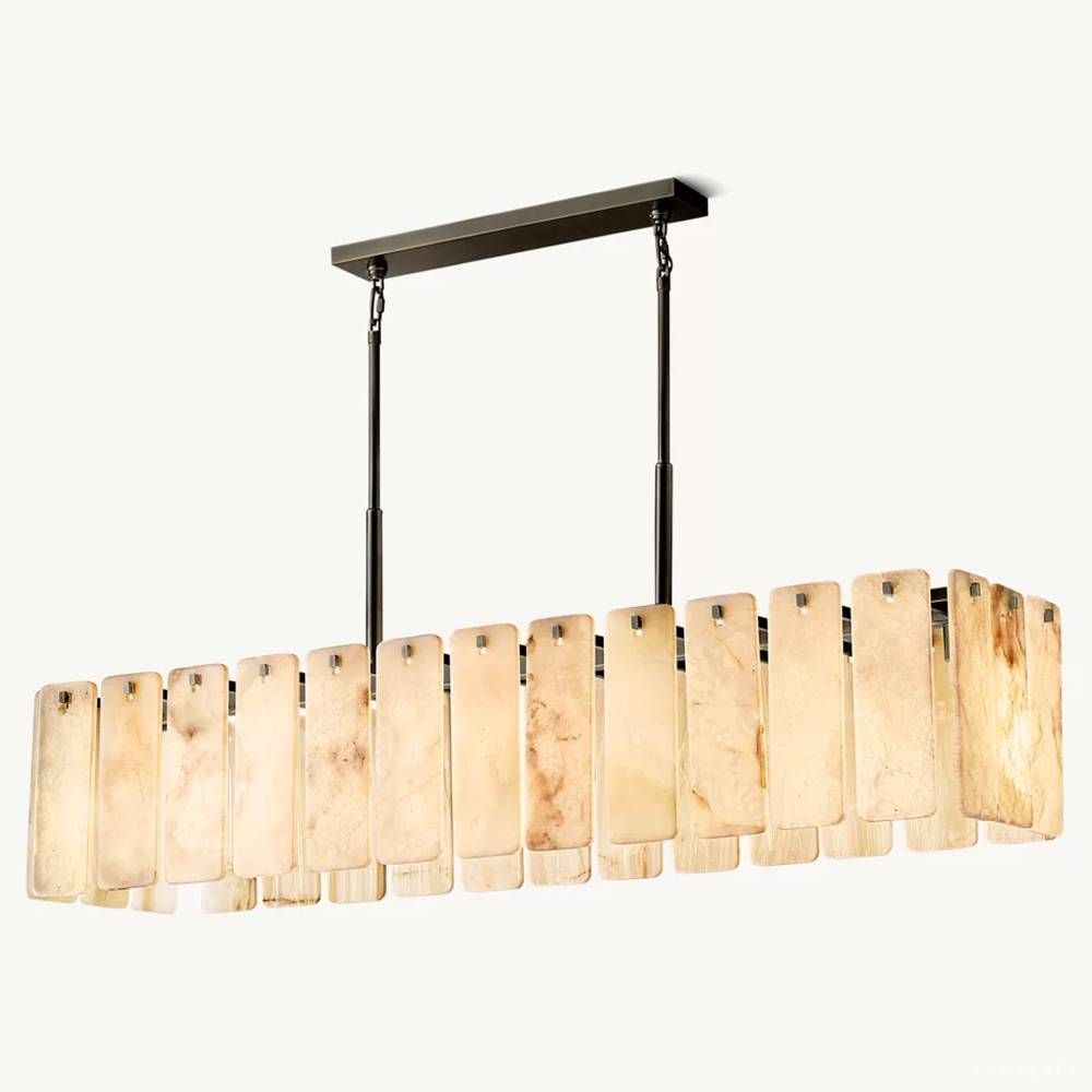 Calamette Striated Onyx Rectangular Chandelier 60"