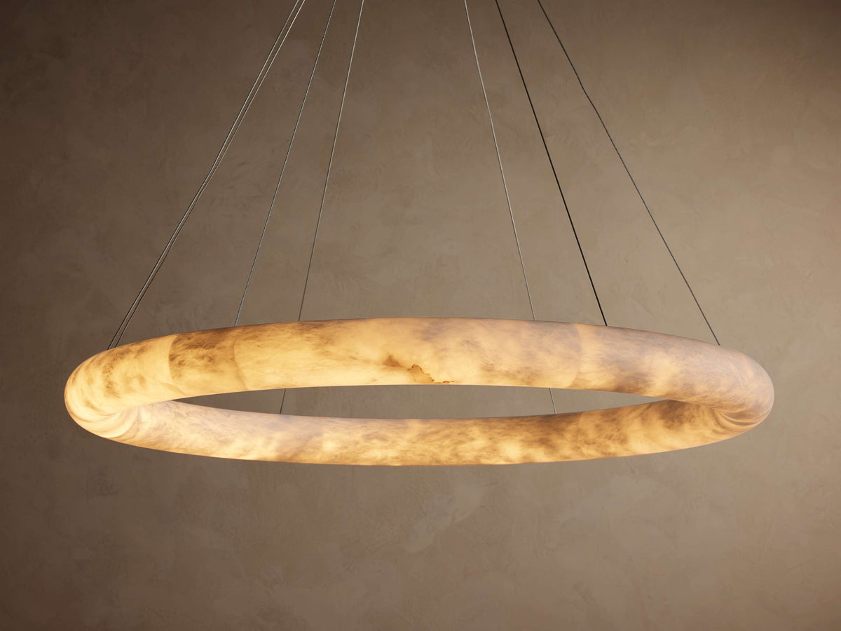 Halima Alabaster Veined Halo Chandelier