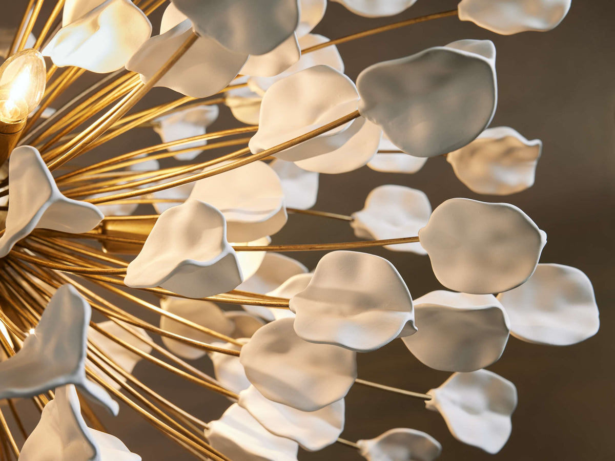 Lunaria Ceramic Leaf Round Chandelier